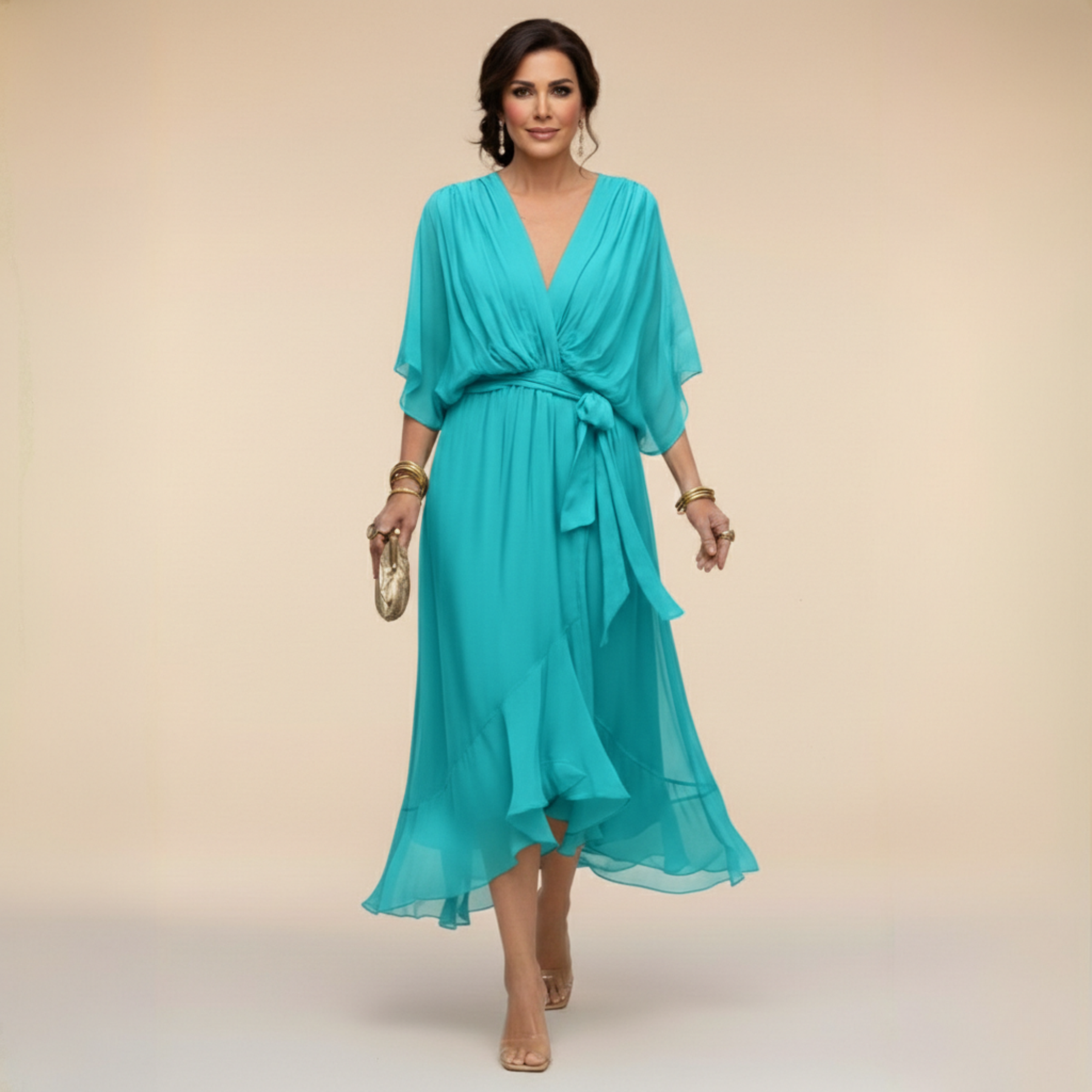 Johanna™ | Chiffonklänning Med V-Ringning