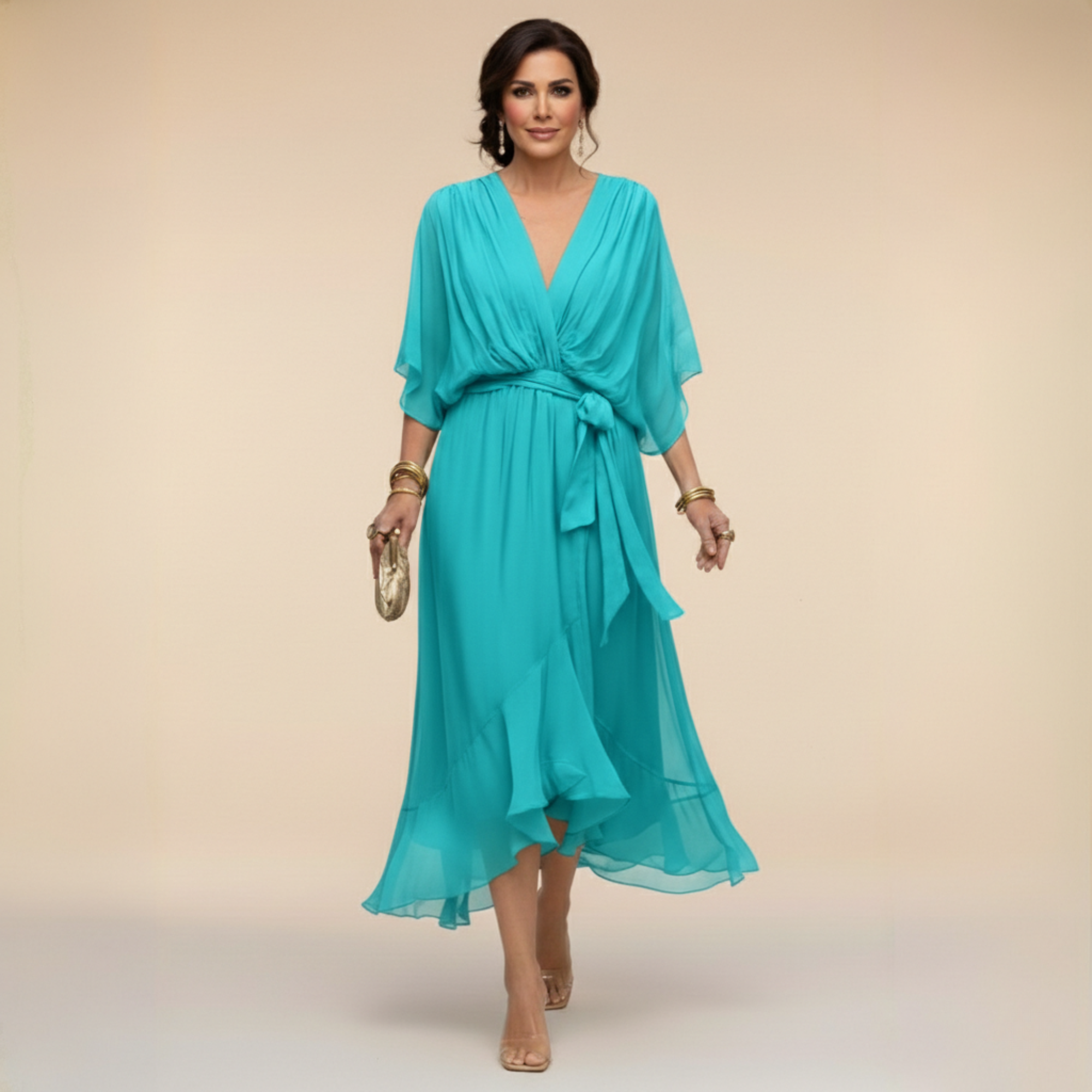 Johanna™ | Chiffonklänning Med V-Ringning