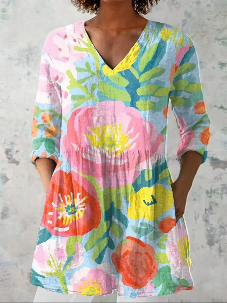 Astrid™ | Blommig V-ringad Blus