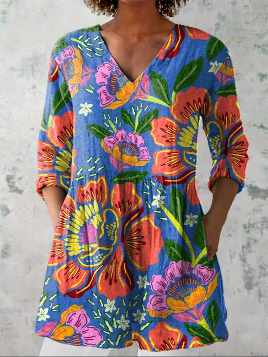 Elsa™ | Blommig V-ringad Blus