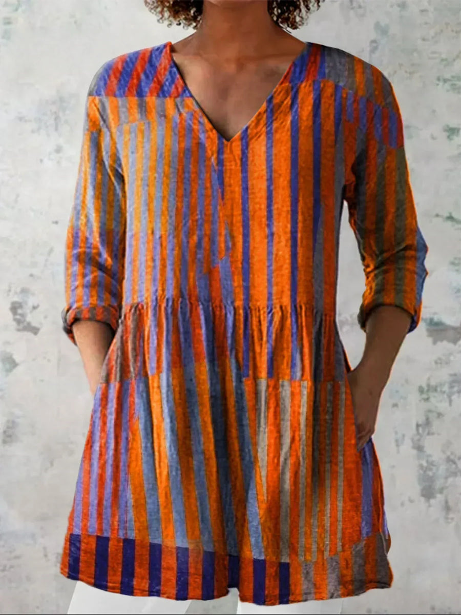 Tyra™ | Randig V-ringad Blus