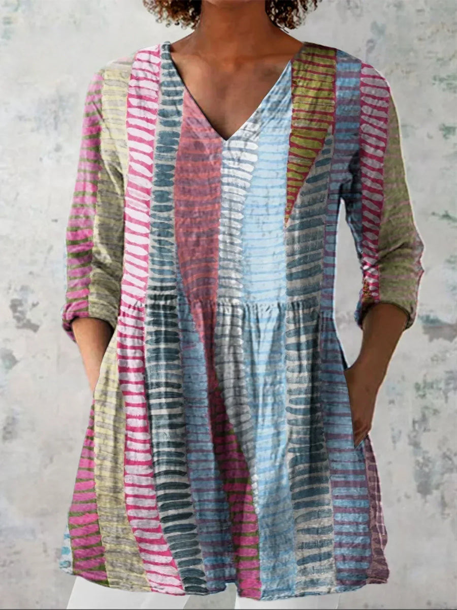 Stina™ | Randig V-ringad Blus