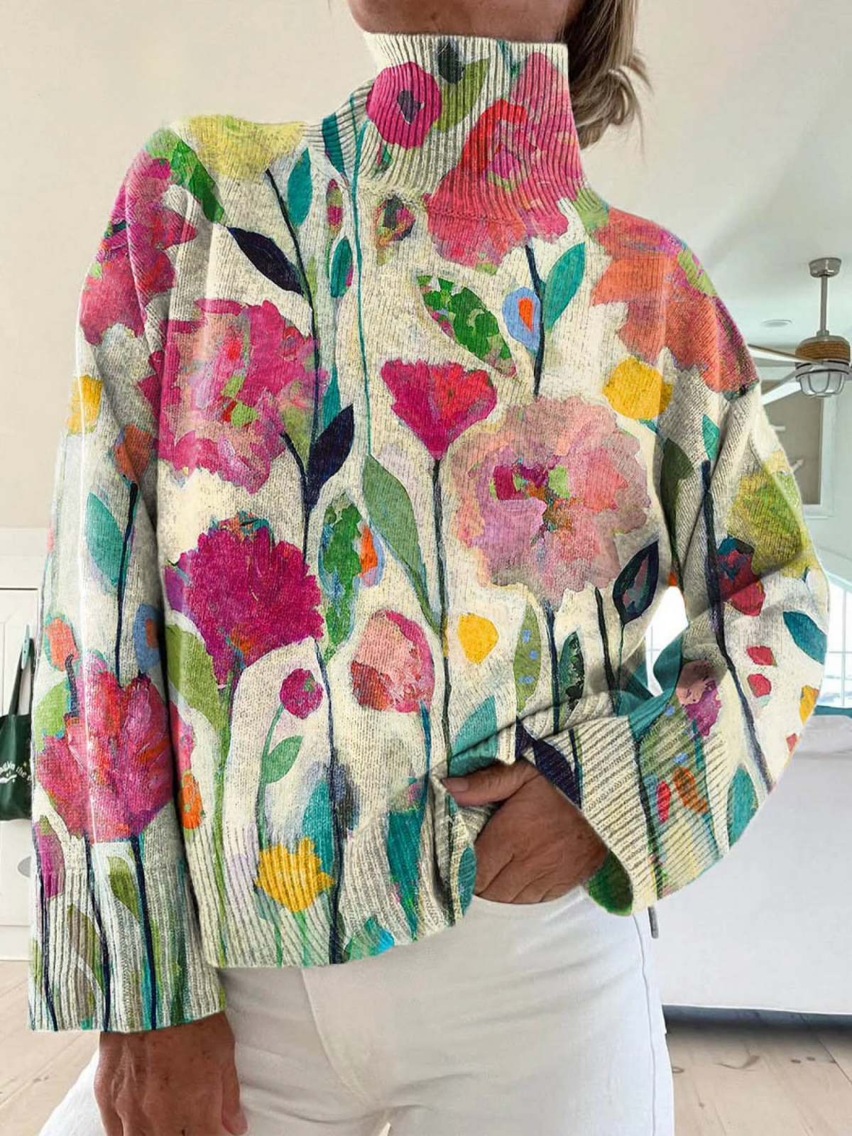 Kane | Stilig kvinnors vintage-inspirerad tröja med charmigt blommönster