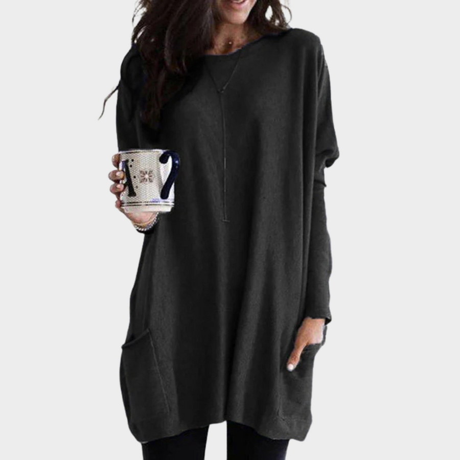 Mia | Långärmad klänning i midi-längd med mage-täckande design
