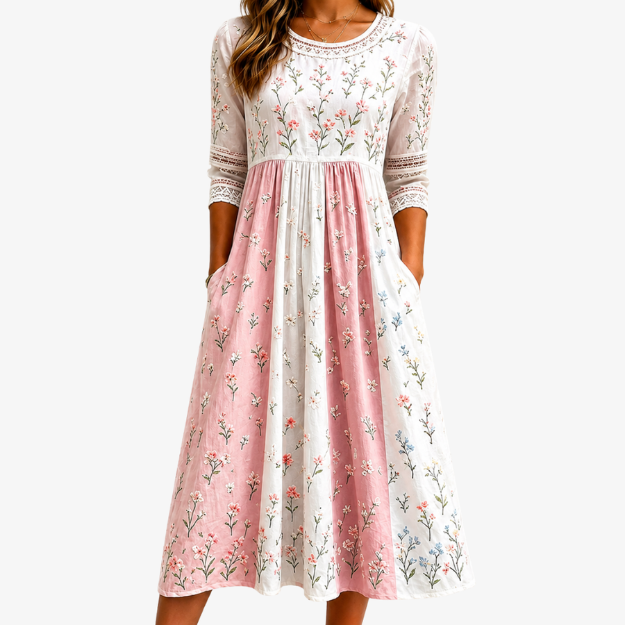 Vendela™ | Blommig Midiklänning