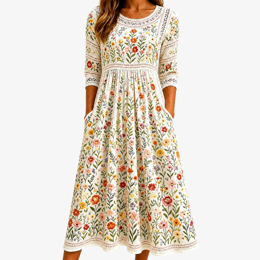 Felicia™ | Blommig Midiklänning