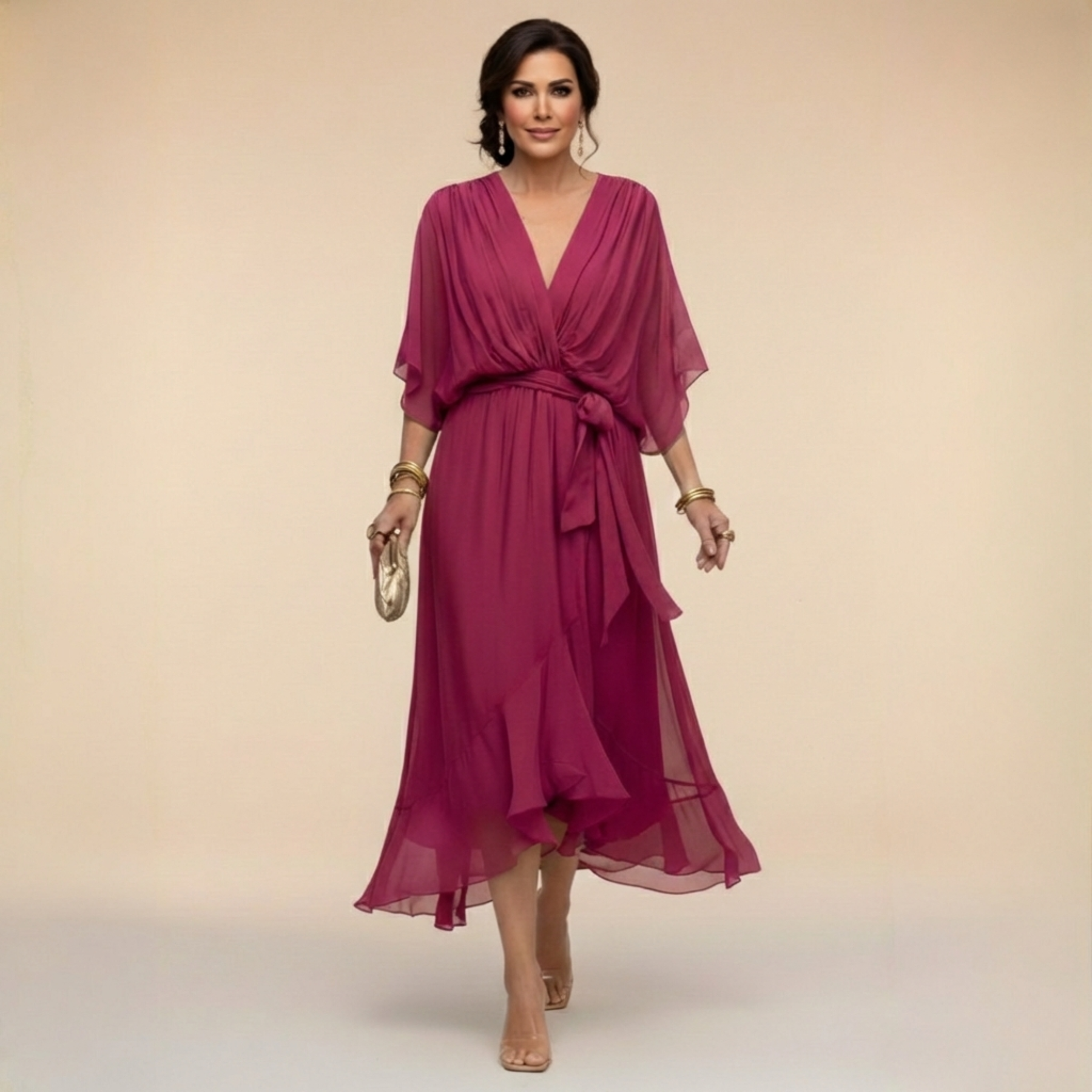 Johanna™ | Chiffonklänning Med V-Ringning