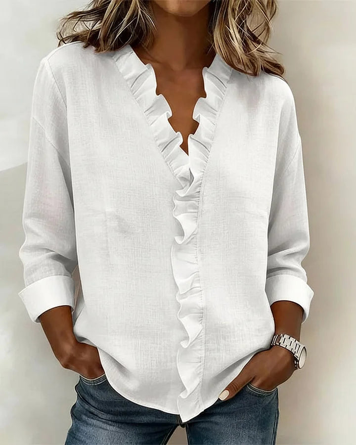 Indie™ |  Blus med V-ringning och långärmad