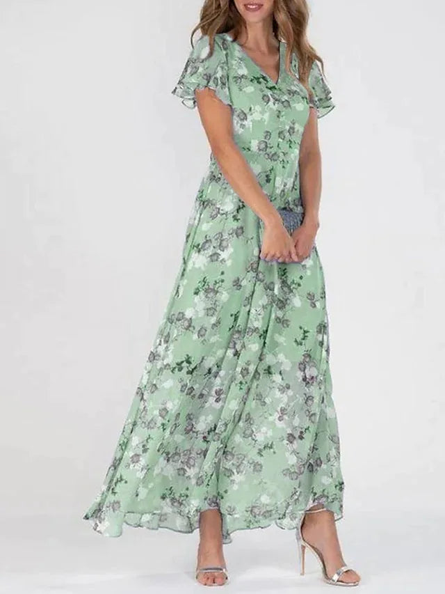Astrid™ | Ljusblå Blomklänning