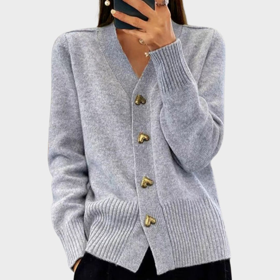 Hayden Chasie | Elegant Hjärtknapp Cardigan