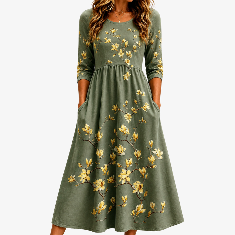 Vilma™ | Blommig Midiklänning