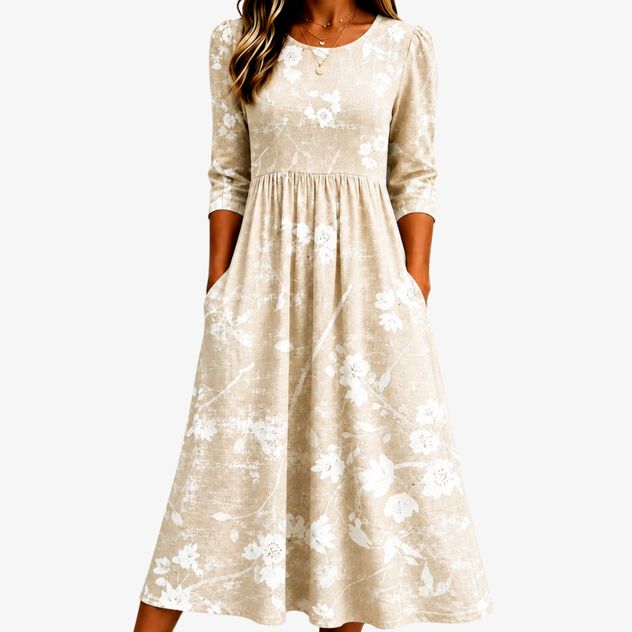 Pernilla™ | Blommig Midiklänning