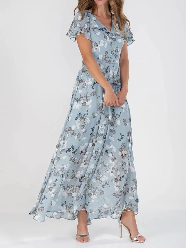 Elin™ | Aprikos Blomklänning