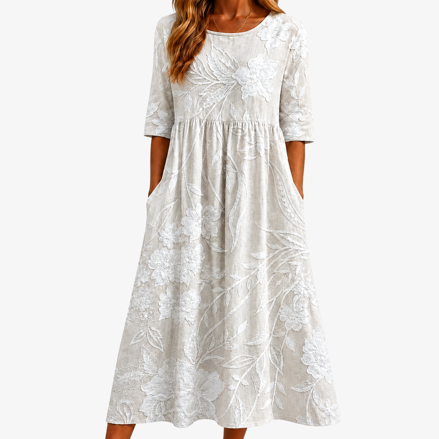 Camilla™ | Blommig Midiklänning