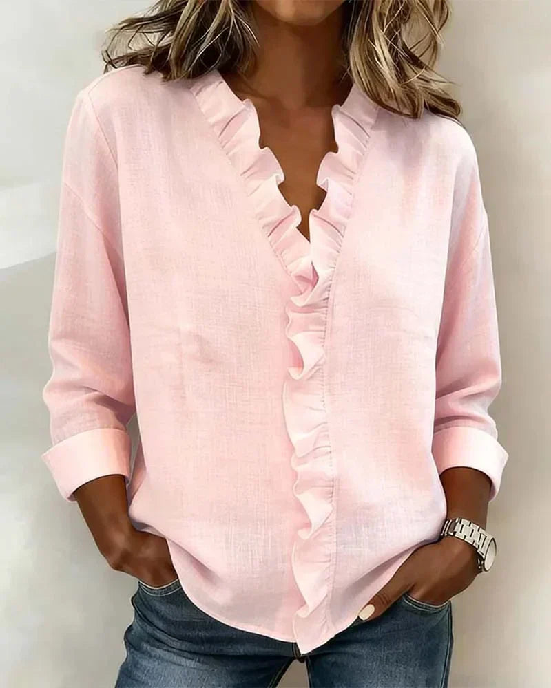 Indie™ |  Blus med V-ringning och långärmad