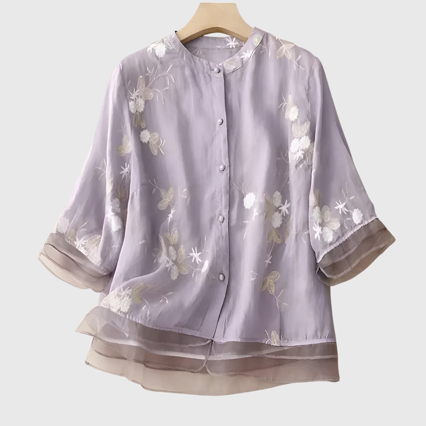 Nellie™ | Elegant Top med Broderade Blommor