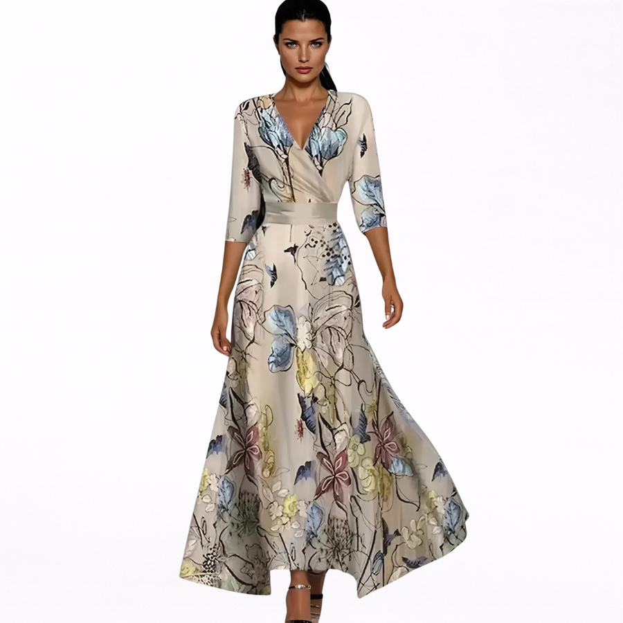 Emma™ | Elegant maxiklänning med blommönster