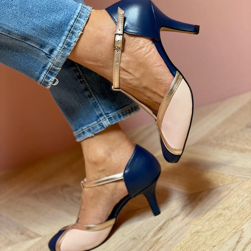 Alessia™ | Färgglada och Bekväma T-Strap Pumps med Rund Tå