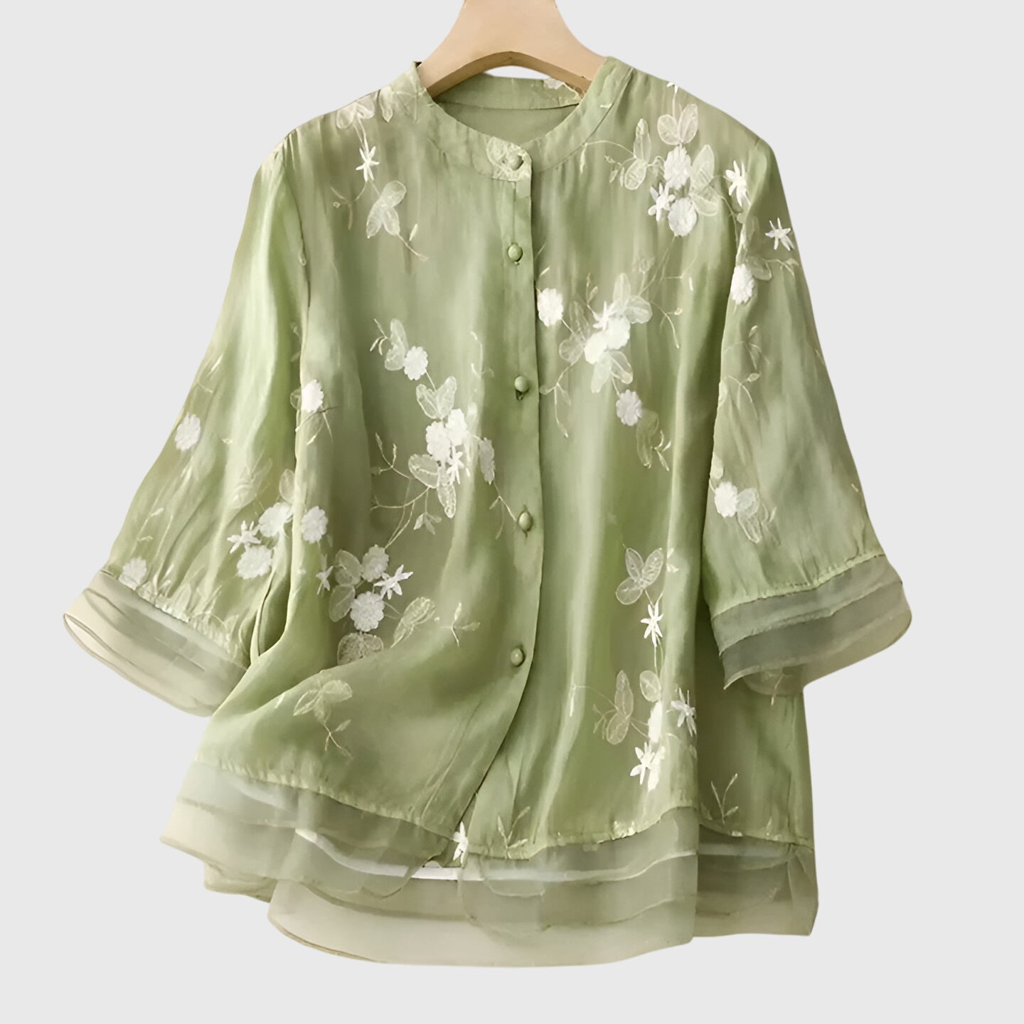 Nellie™ | Elegant Top med Broderade Blommor