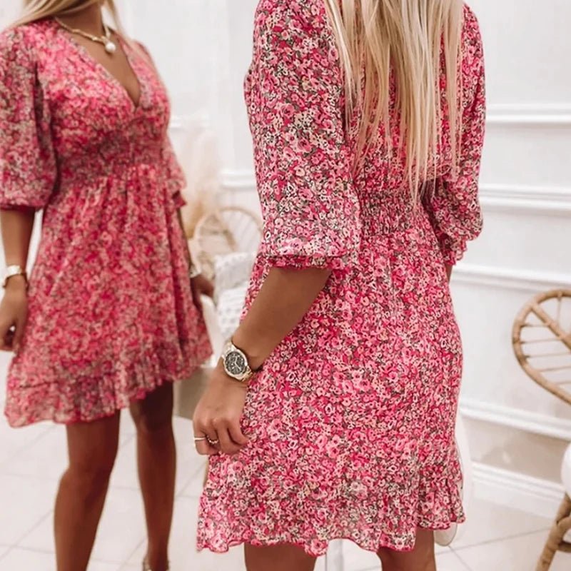 Frida™ | Blommig Volangklänning