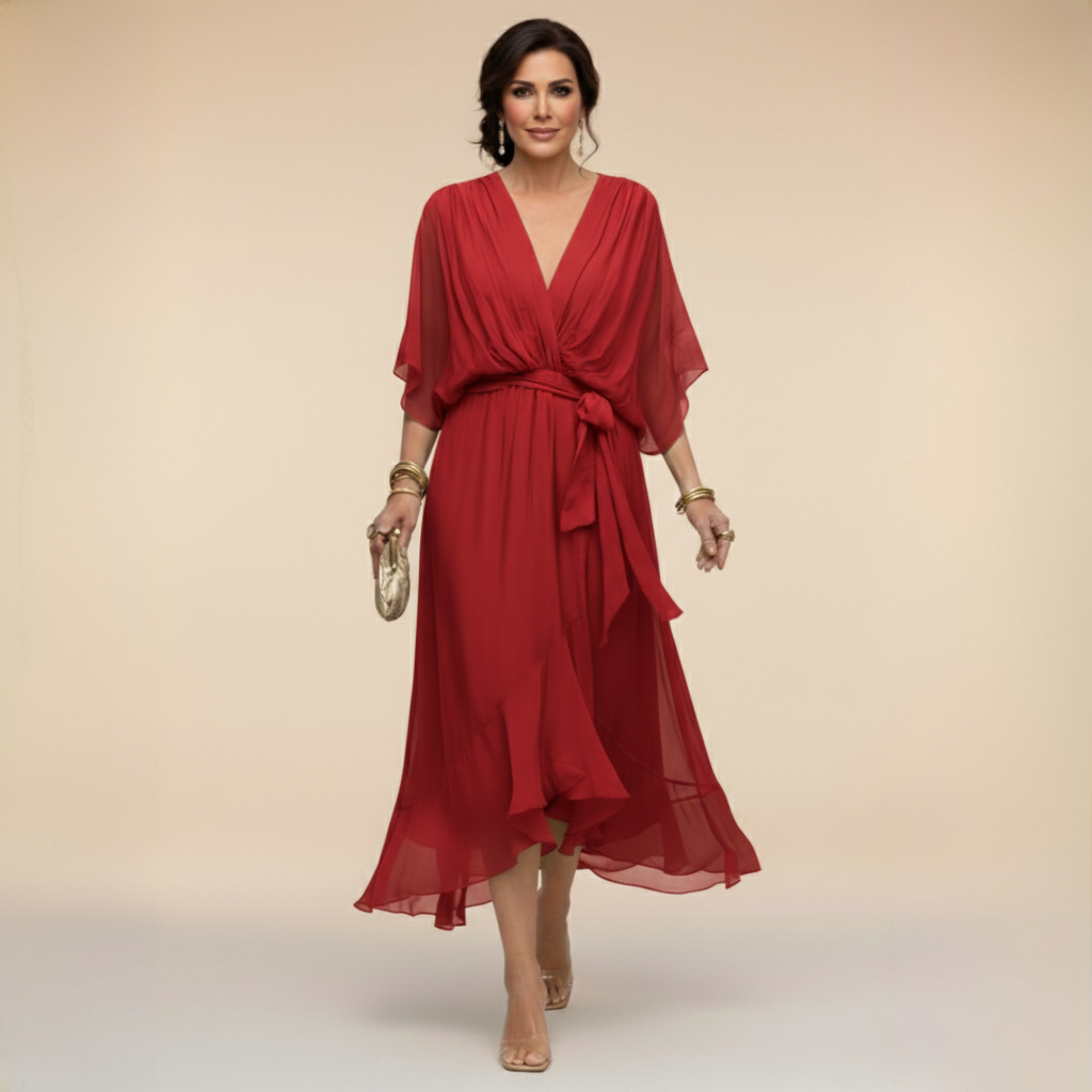 Johanna™ | Chiffonklänning Med V-Ringning