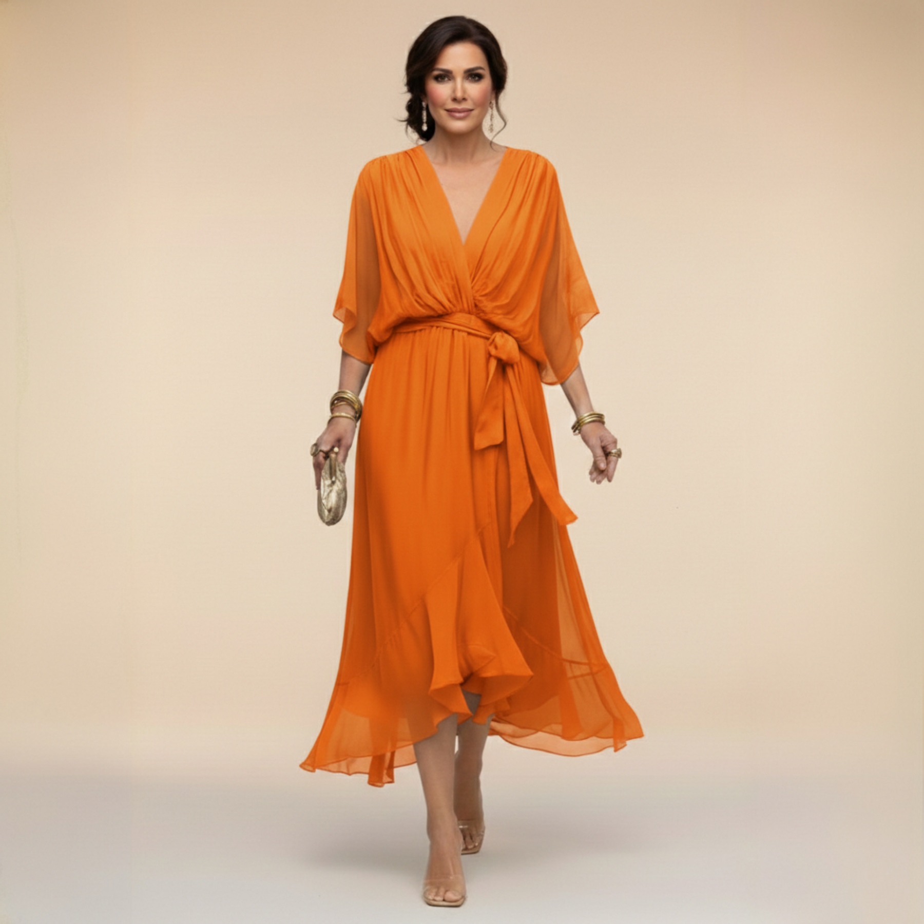 Johanna™ | Chiffonklänning Med V-Ringning