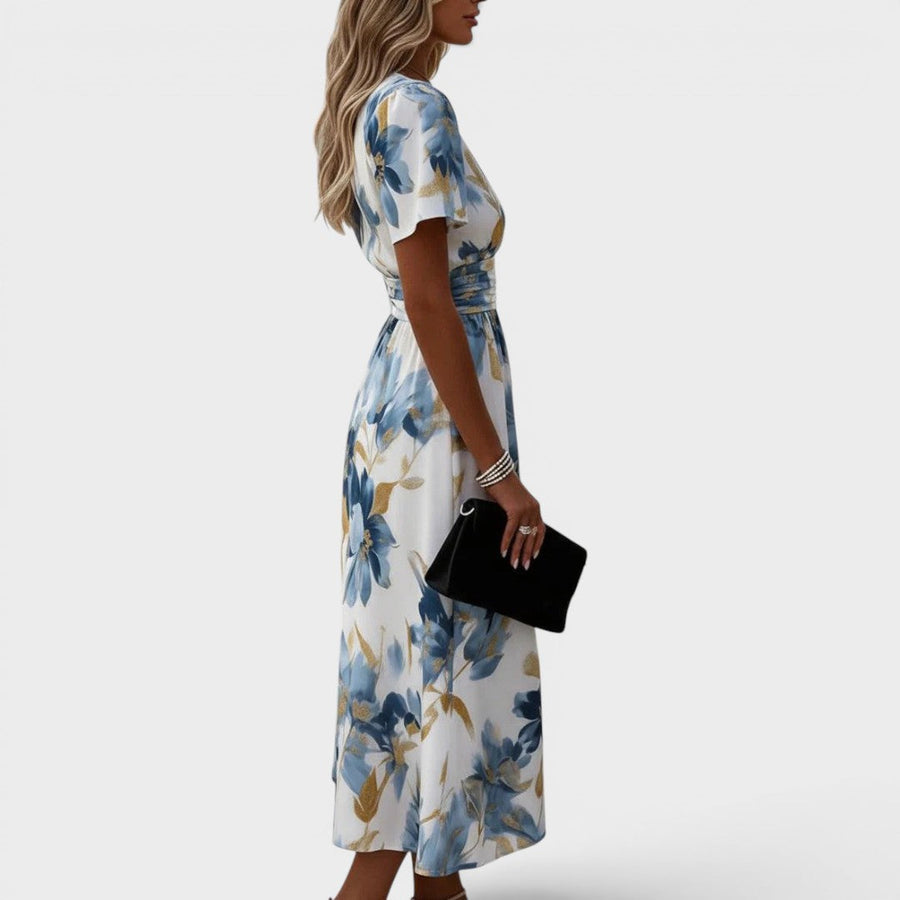 Denise™ | Blommig midilång omlottklänning
