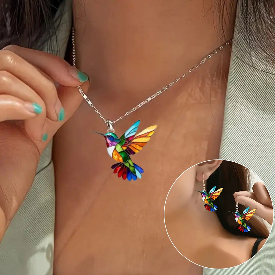 Kim™ | Kolibri-halsband och örhängen