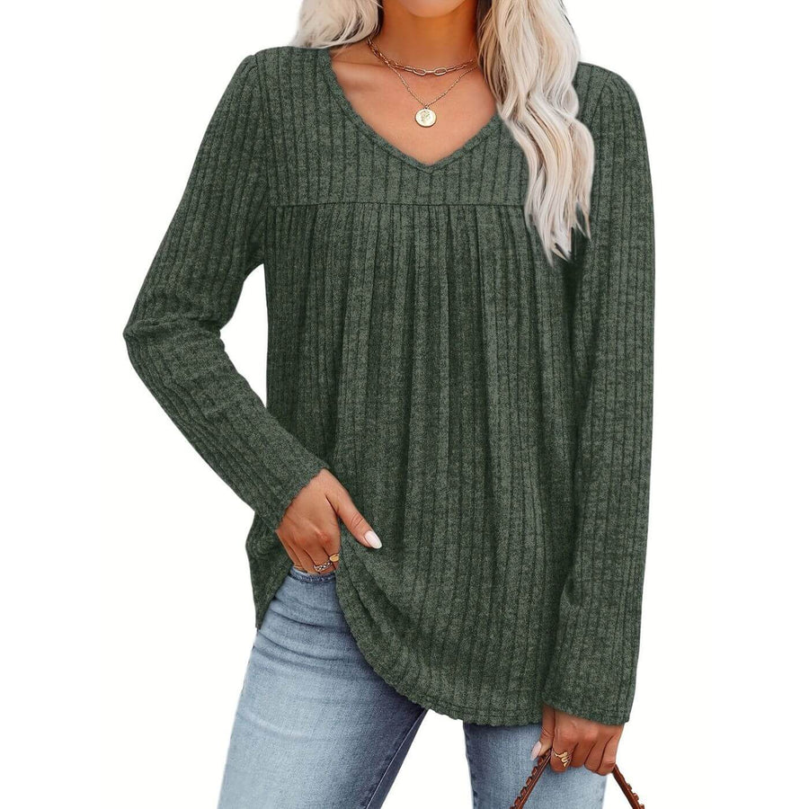Maja™ | Ribbad V-ringad Blus