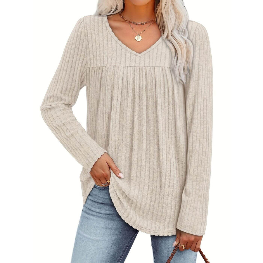 Maja™ | Ribbad V-ringad Blus