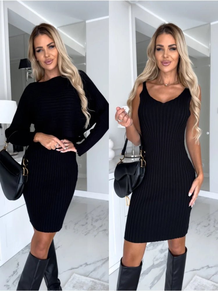 LARISSA™ - Ribbad Stickad Tvådelad Set