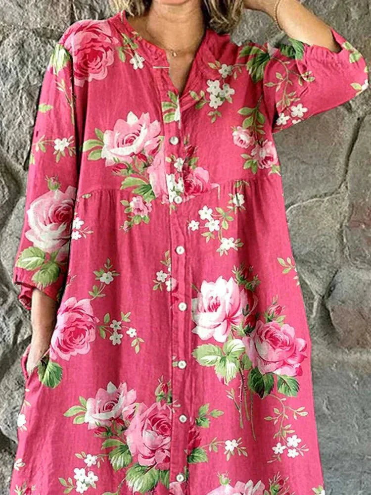 Lena™ | Rosa Skjortklänning