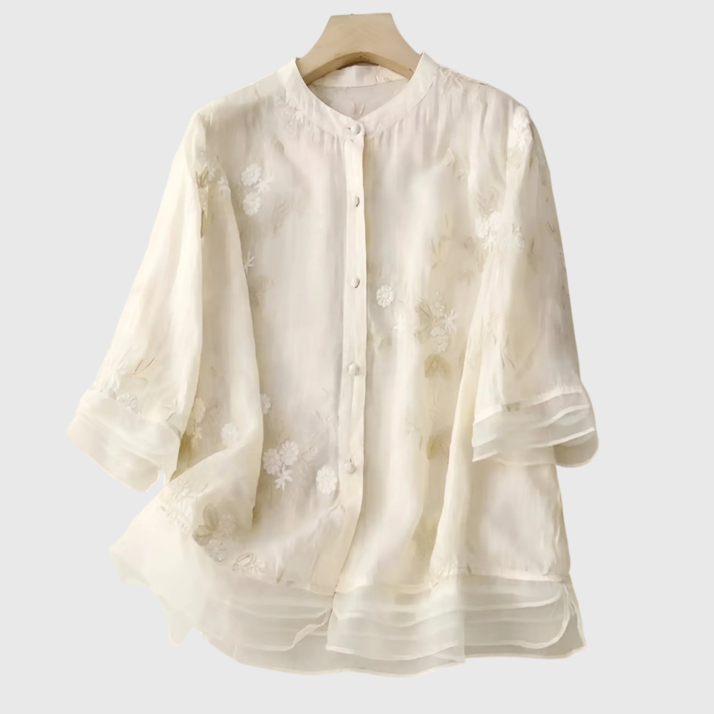 Nellie™ | Elegant Top med Broderade Blommor
