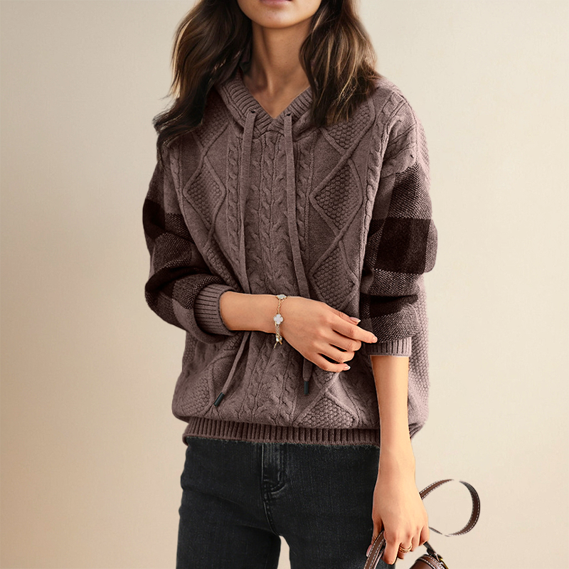 Emily | Kabelstickad Hoodie Tröja