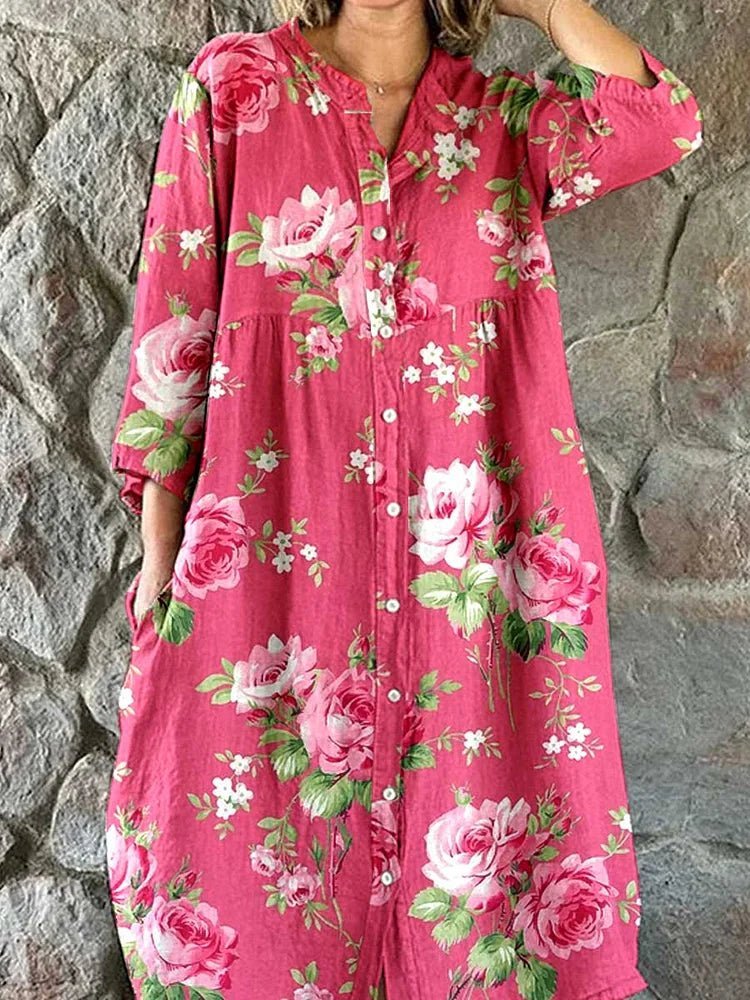 Lena™ | Rosa Skjortklänning