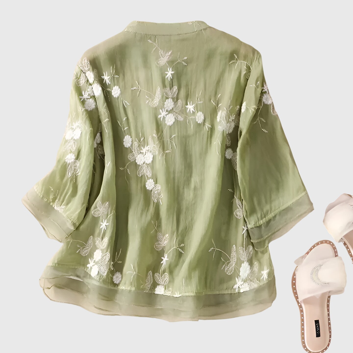 Nellie™ | Elegant Top med Broderade Blommor
