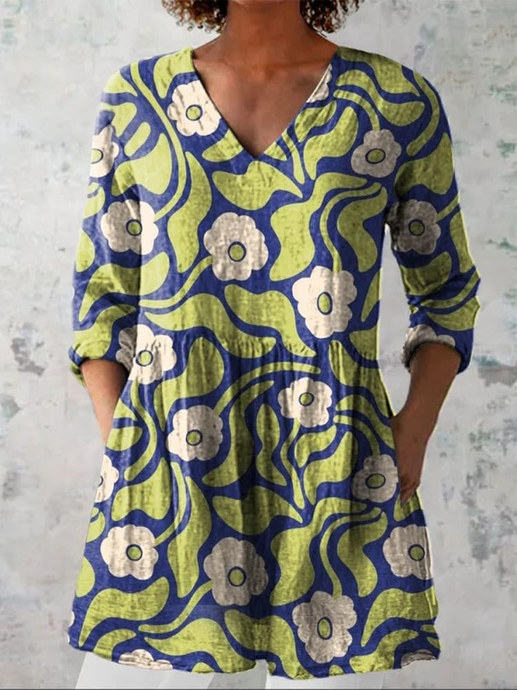 Sigrid™ | Mönstrad V-ringad Blus